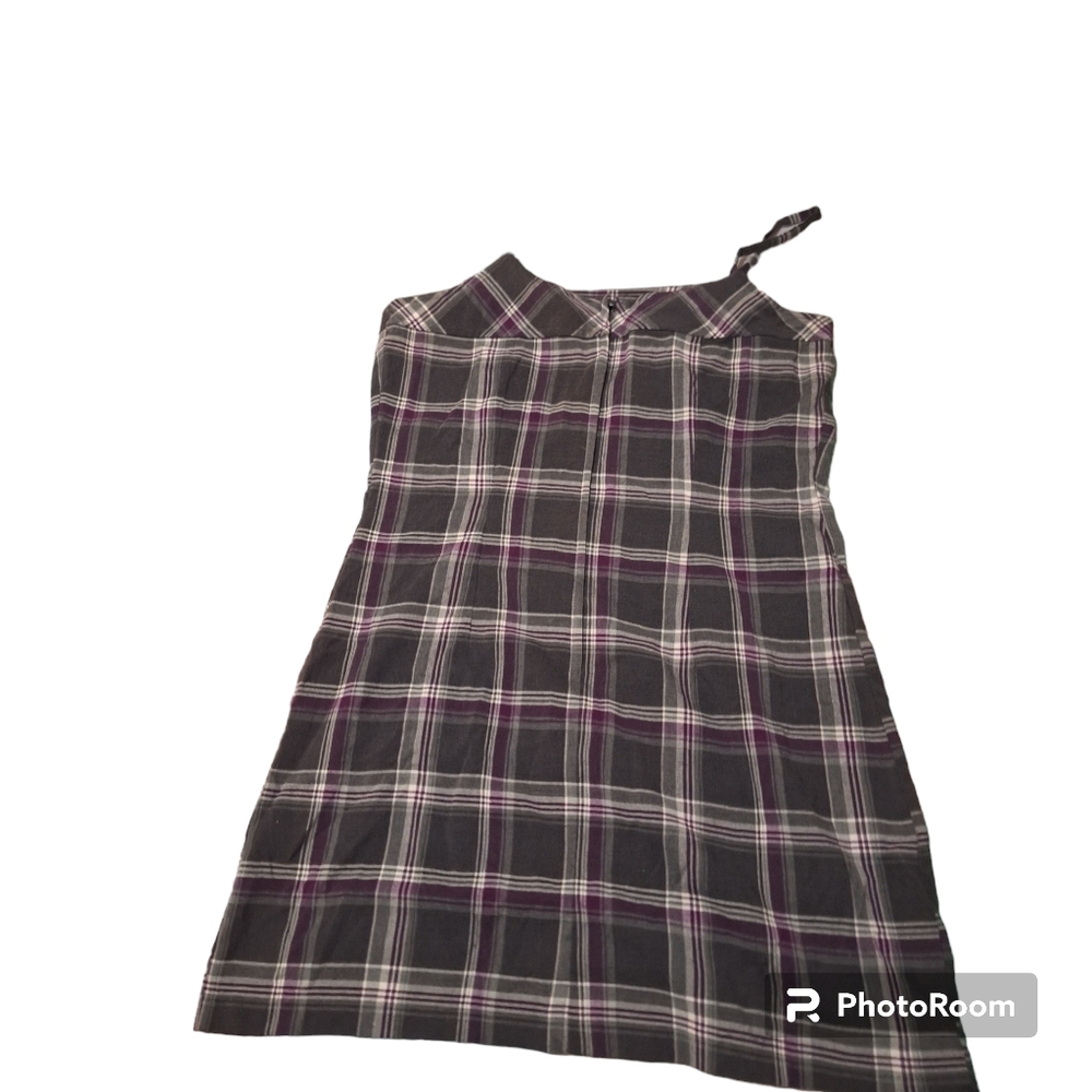 Vtg Y2K Purple Gray Plaid Spaghetti Strap Dress Size 9 Byer Too! California - Picture 2 of 7